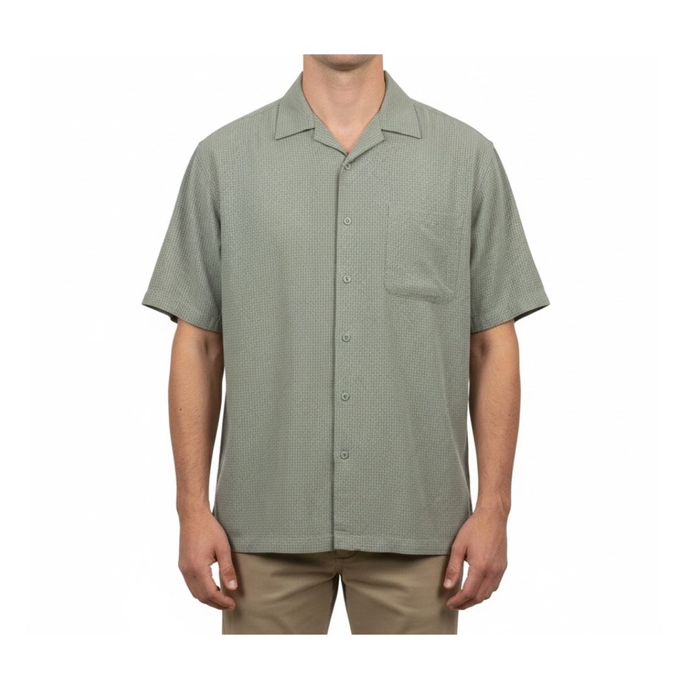 Counter Culture XL Mens‎ Short Sleeve Button Up Shirt Sage Green Checkered